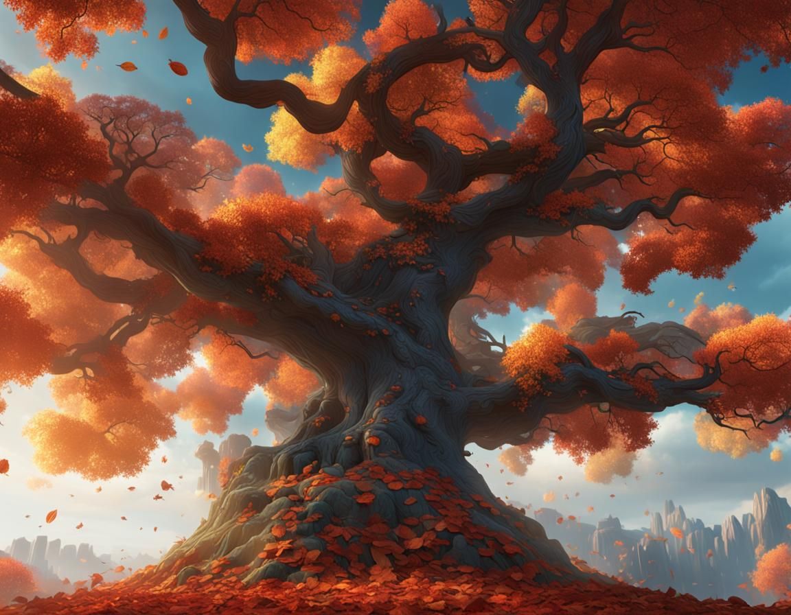 Detailed Autumn Leaves Matte Painting in Unreal Engine