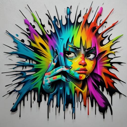 Drippy Nail Art in Graffiti Splash Style