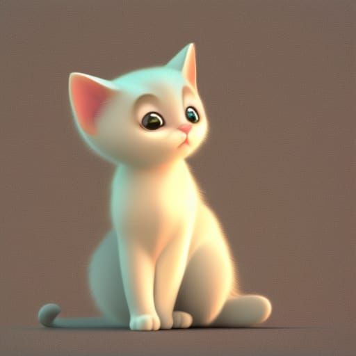 Cute Kitten Emojicon in 3D Digital Art