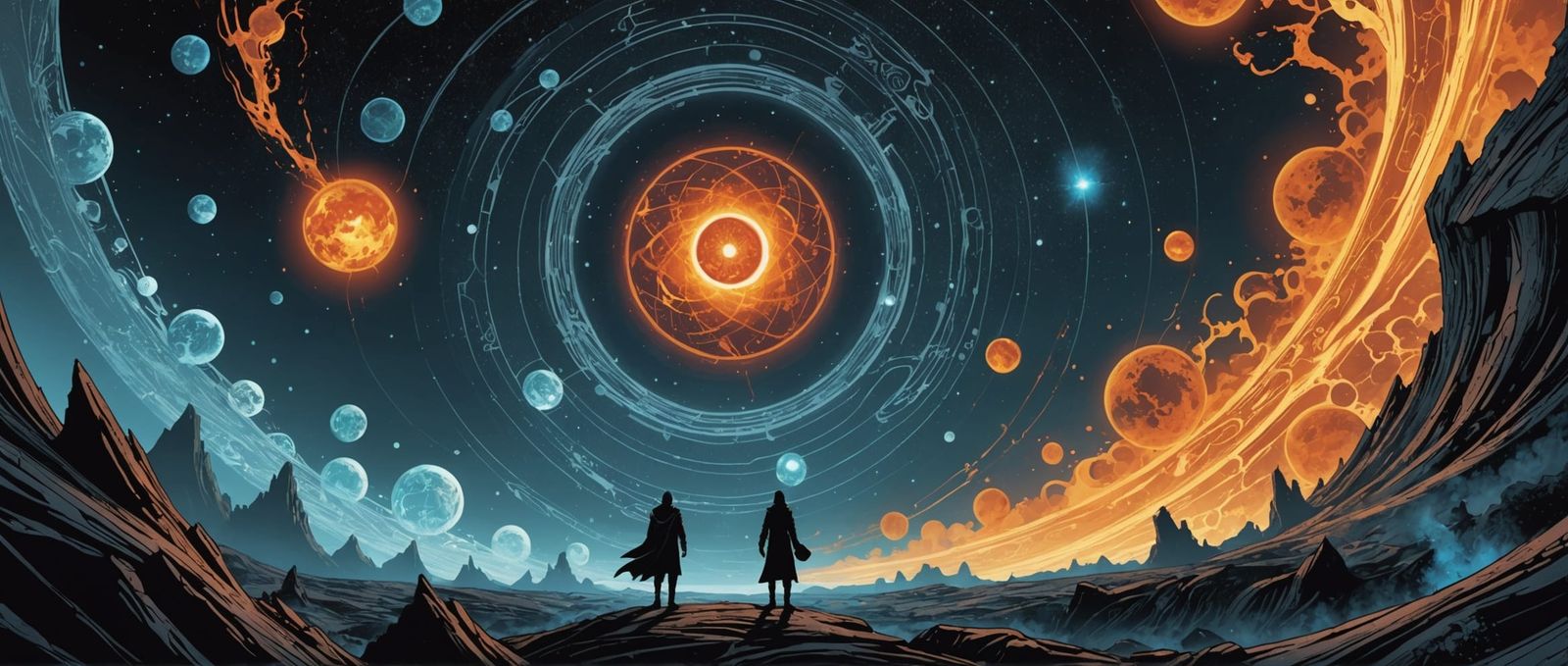 Soul's Journey Through Realms in Comic Book Style