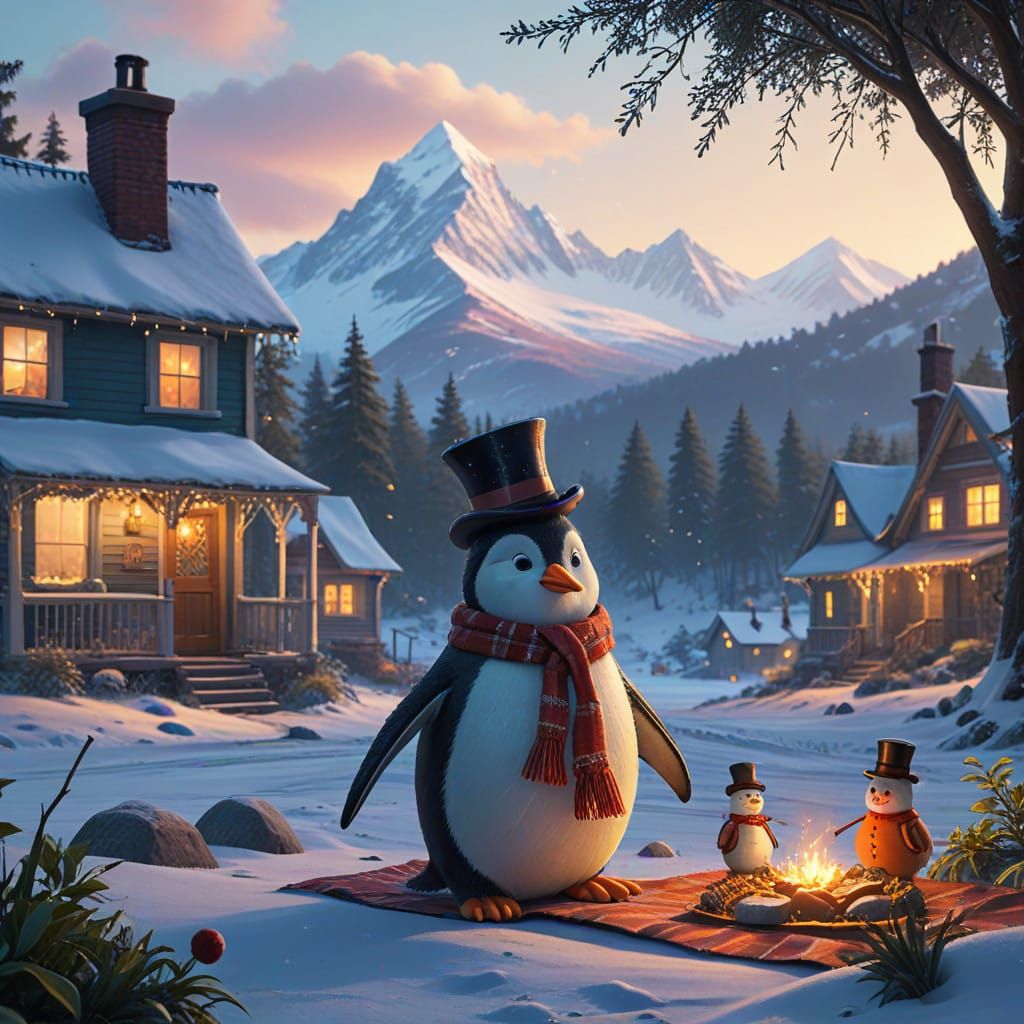 Whimsical Winter Wonderland in Rich, High-Contrast Detail