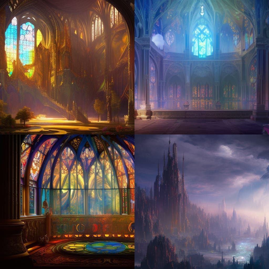 Intricate Stained Glass Cloud in Digital Painting