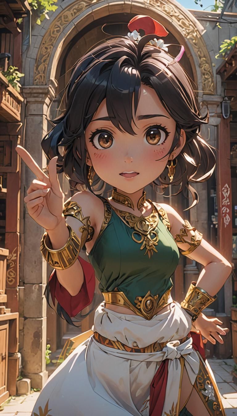 Young Latin Woman in Anime Style