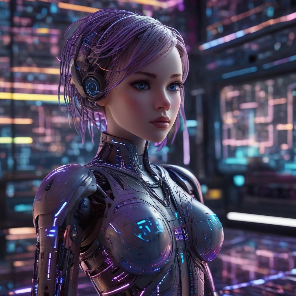 Futuristic Sci-Fi Toy Doll with Holographic Glow