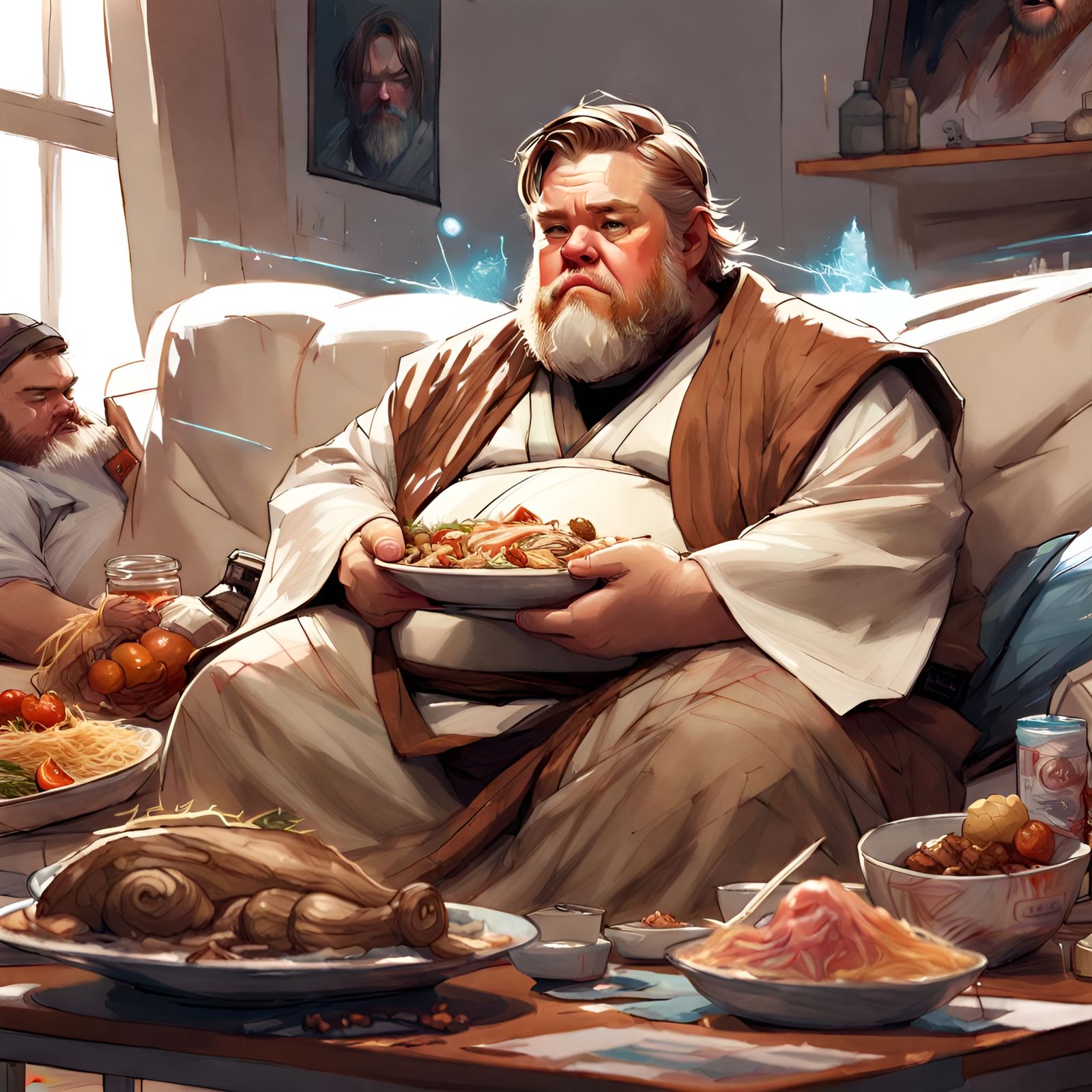 Chubby Obi-Wan Kenobi Portrait in Digital Art