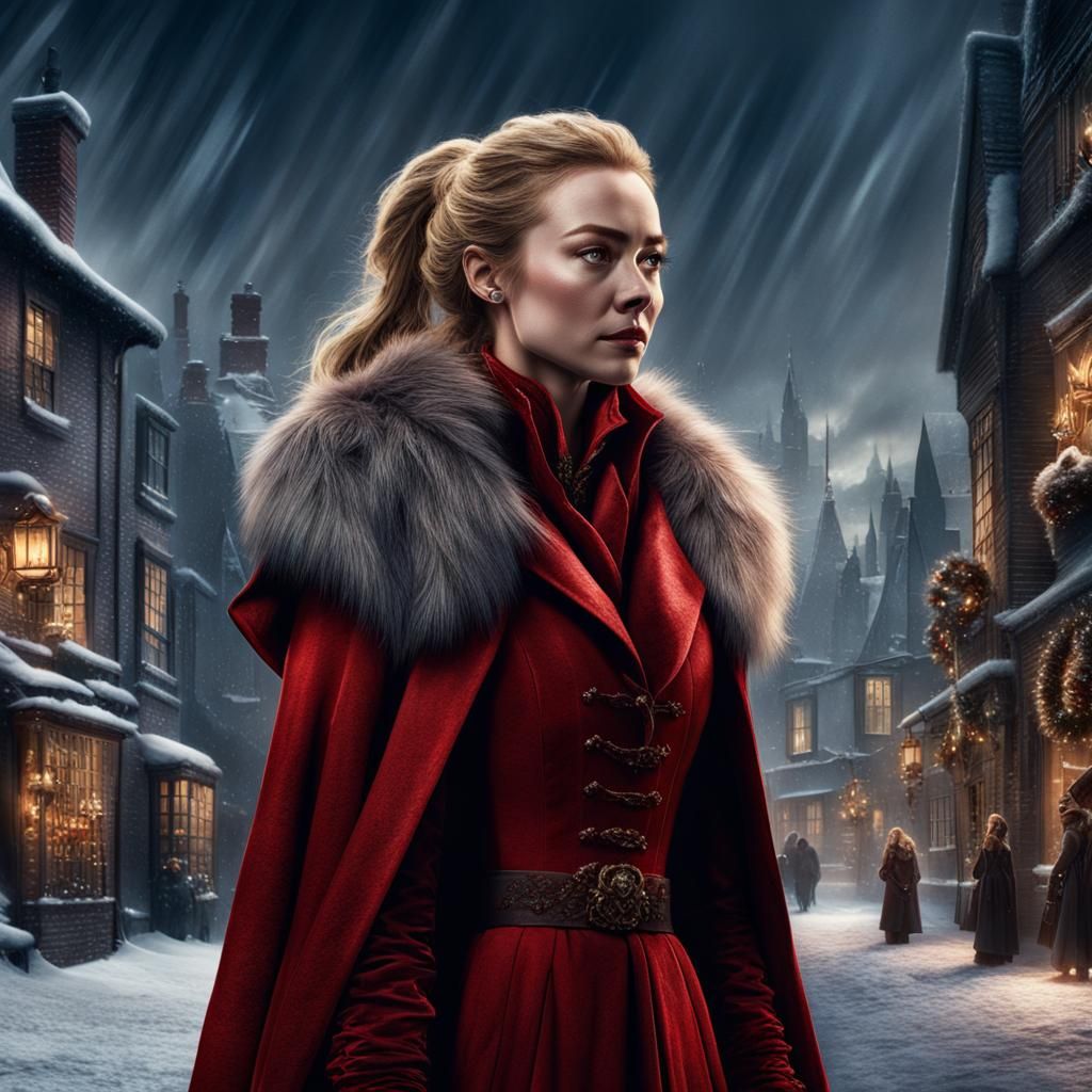 Peyton List as Scrooge in Red Fur Parka