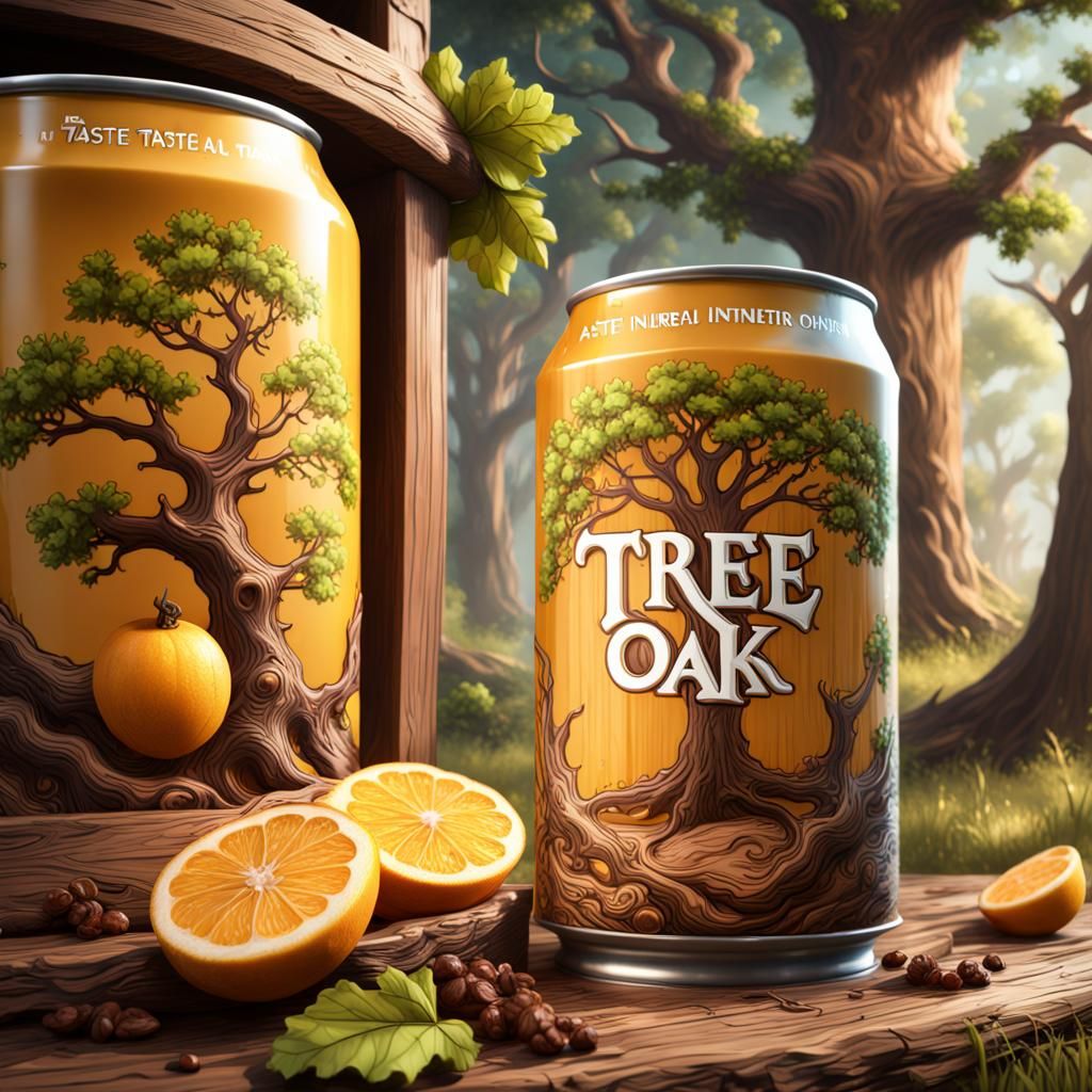 Oak Tree Texture on Canned Drink: Fantasy Art