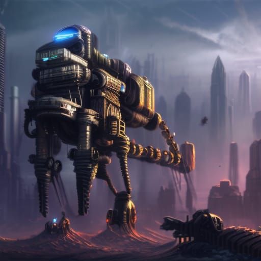 Post-Apocalyptic Robot Rebellion: Cyberpunk Concept Art