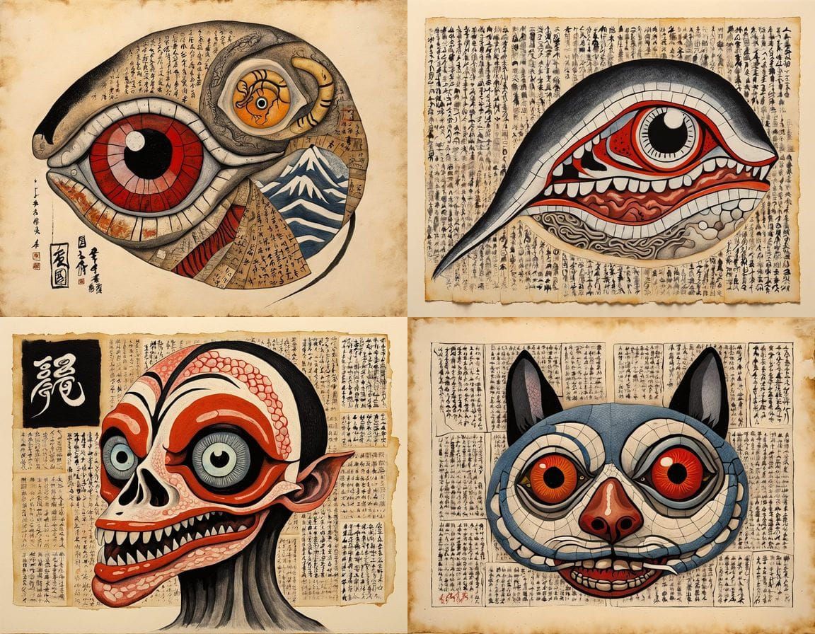 Mythical Mutant Collage in Japanese Style