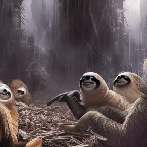 Dramatic Sloth in Detailed Digital Painting
