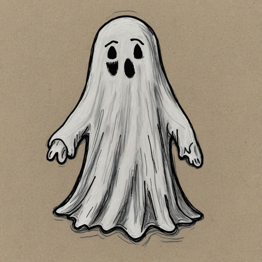 Childlike Crayon Drawing of a Ghost