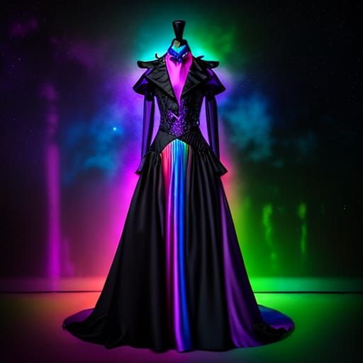 Vibrant Neon Formal Dress in Art Deco Maximalist Style