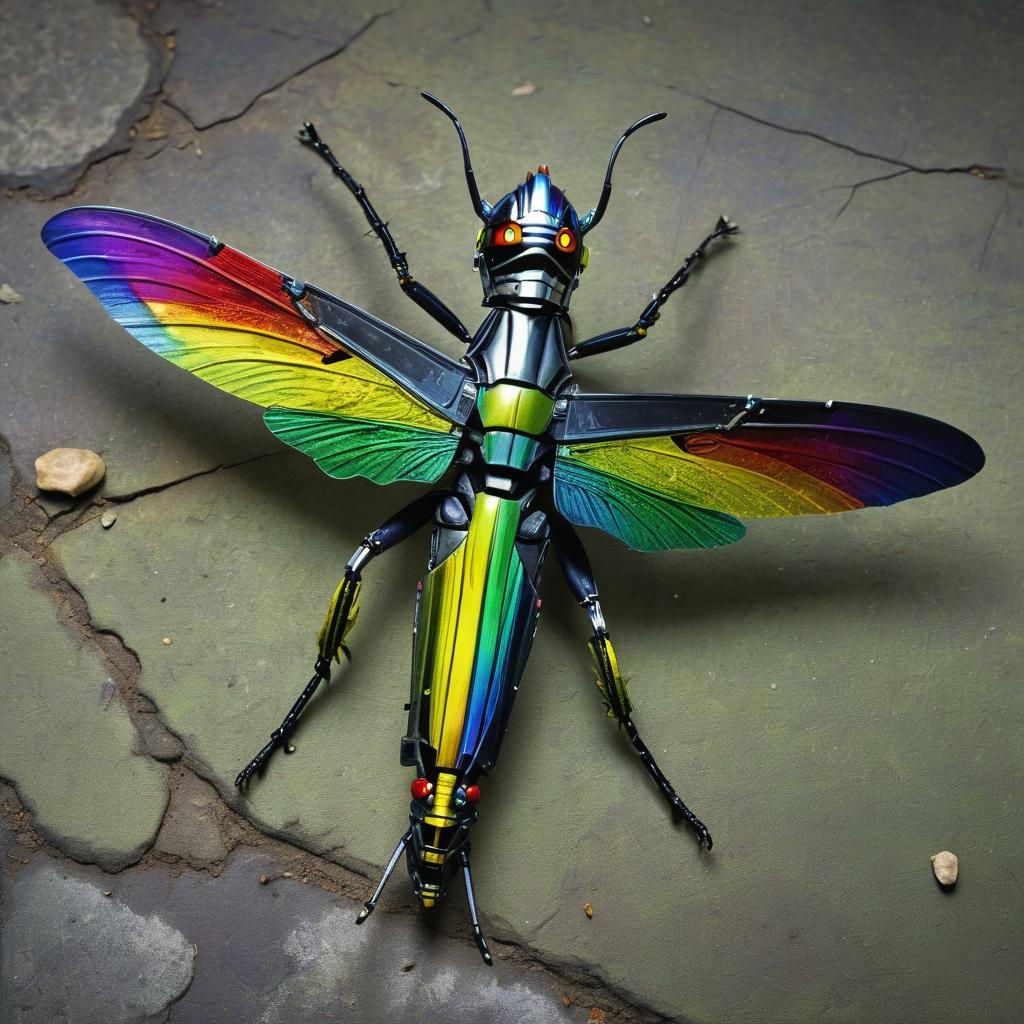 Rainbow-Winged Stick Insect in Hyperrealistic Detail