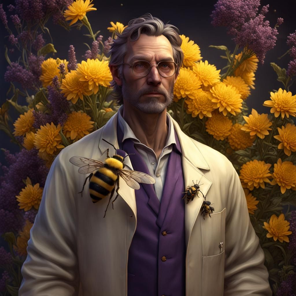 Botanist with Bee, Dark Fantasy Concept Art