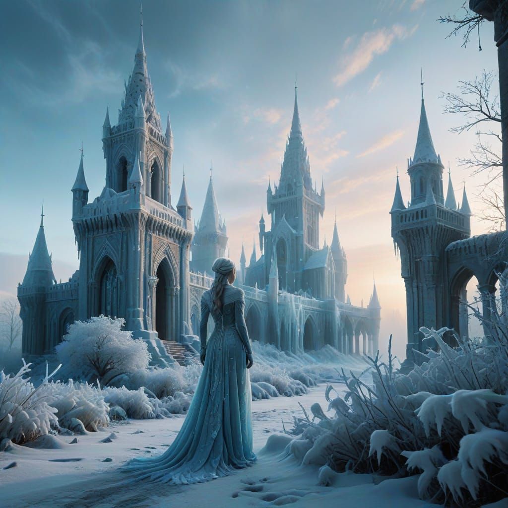 Ethereal Winter Queen in Icy Kingdom