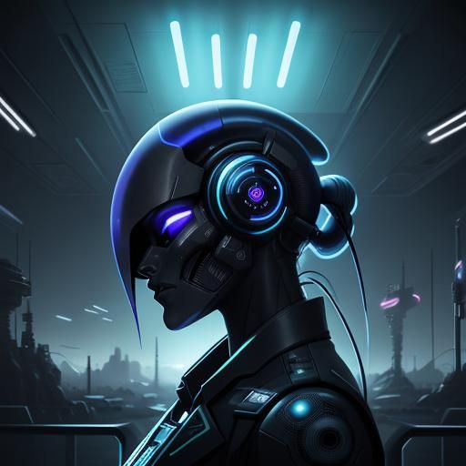 Alien Gas Station Attendant in Cyberpunk Style