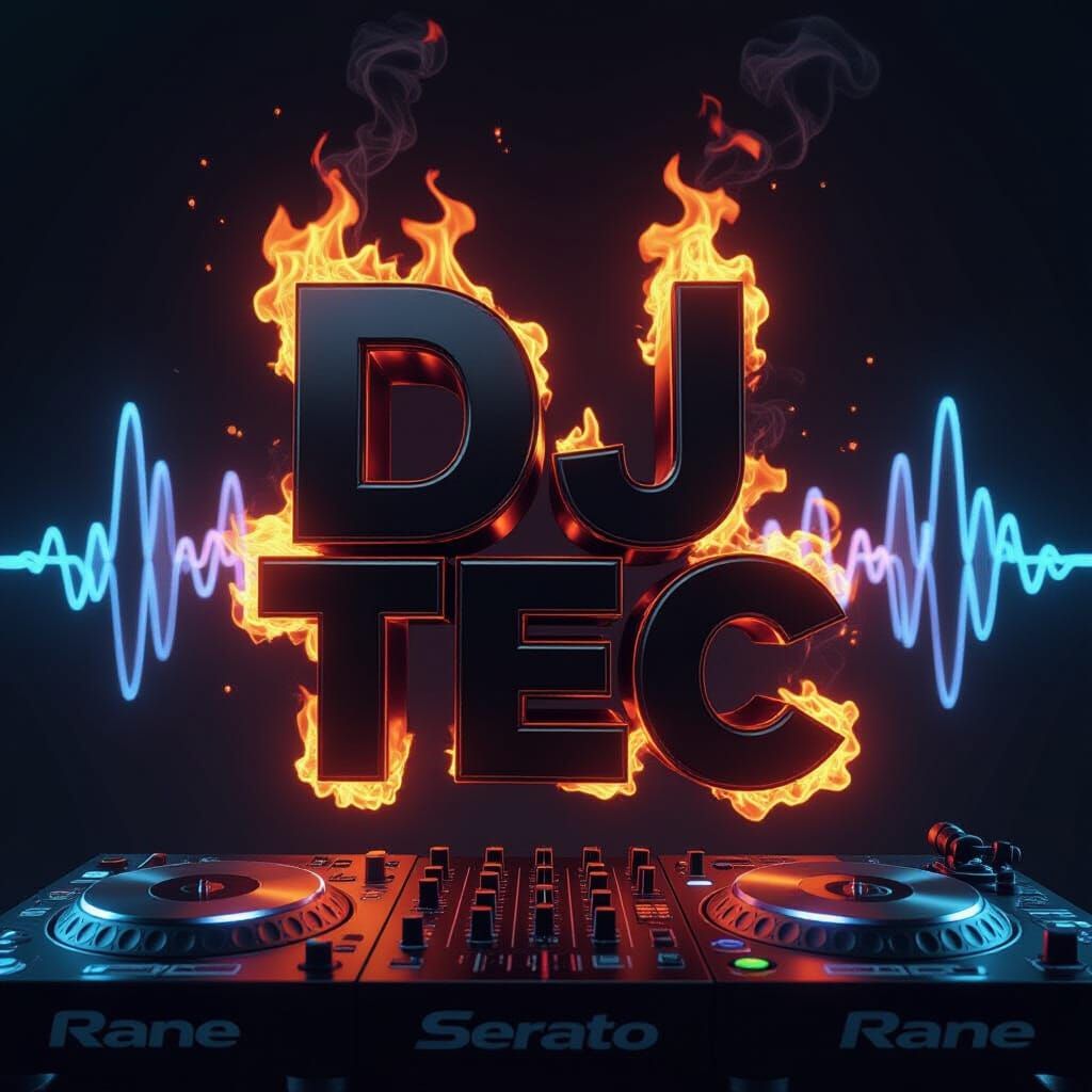 Dj Tec Logo Animation with Flames and Sound Waves