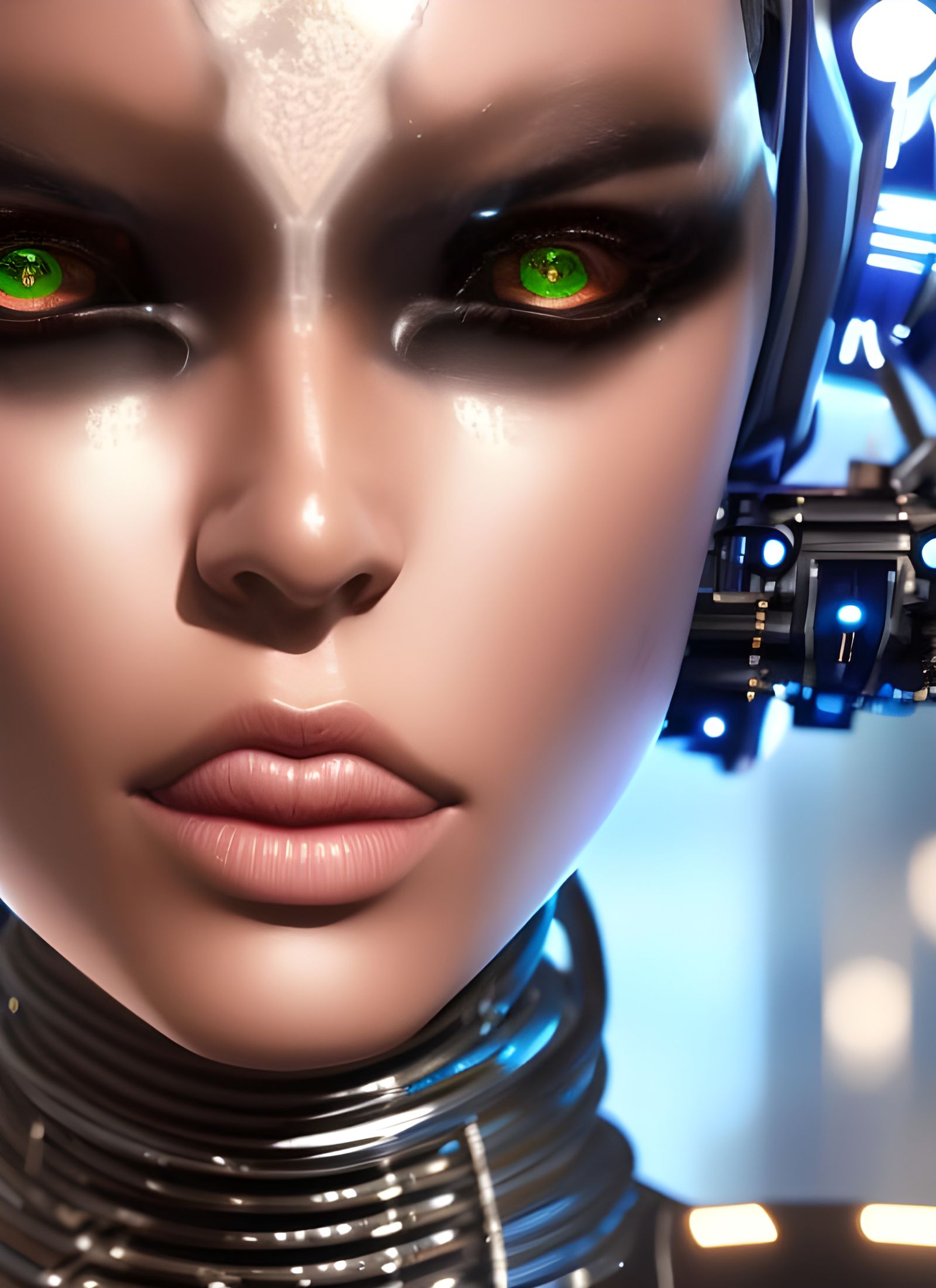 Cyberpunk Cyborg Girl Portrait in Hyperrealistic Detail