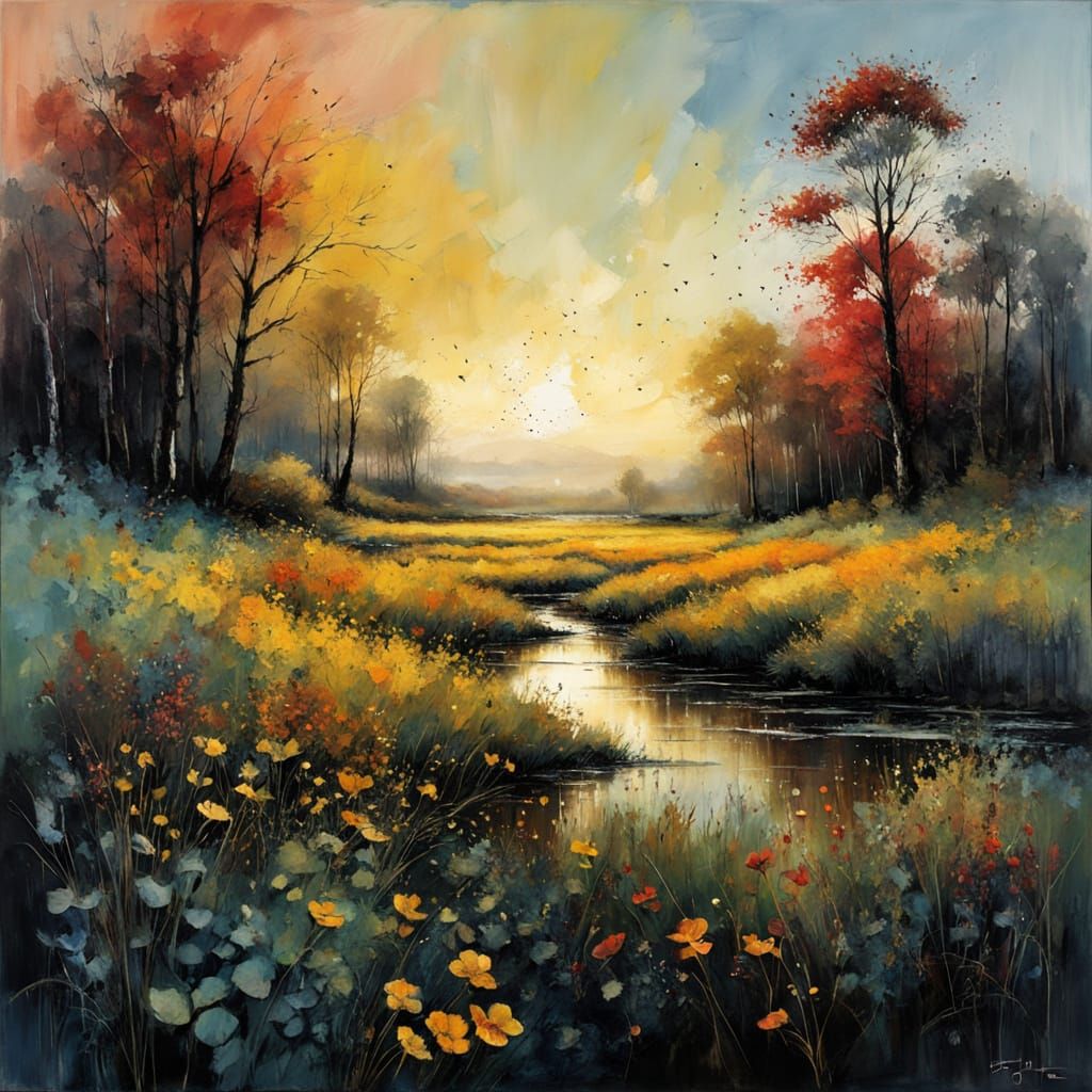 Expressionist Impasto Painting With Summer Colors