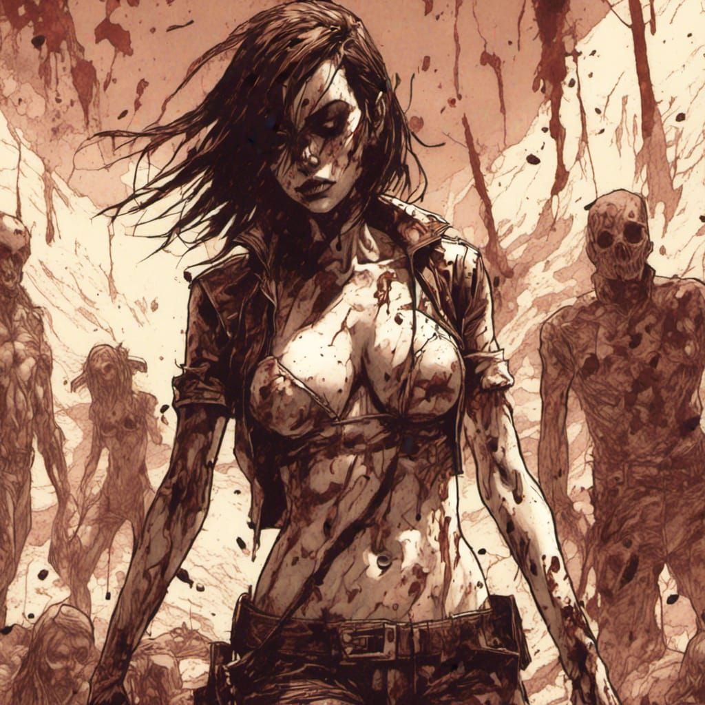 Comic Book Bikini Warrior in Jungle Scene