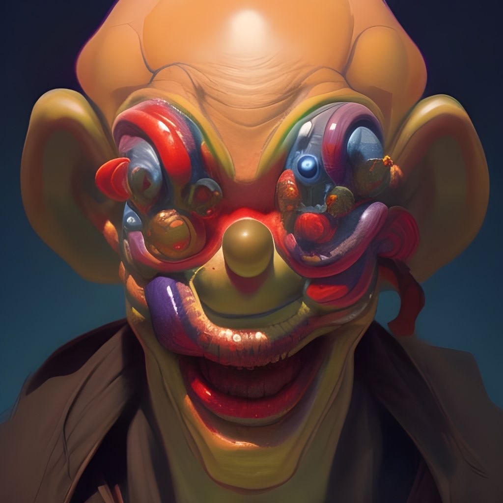Detailed Alien Clown Portrait in Digital Art Style