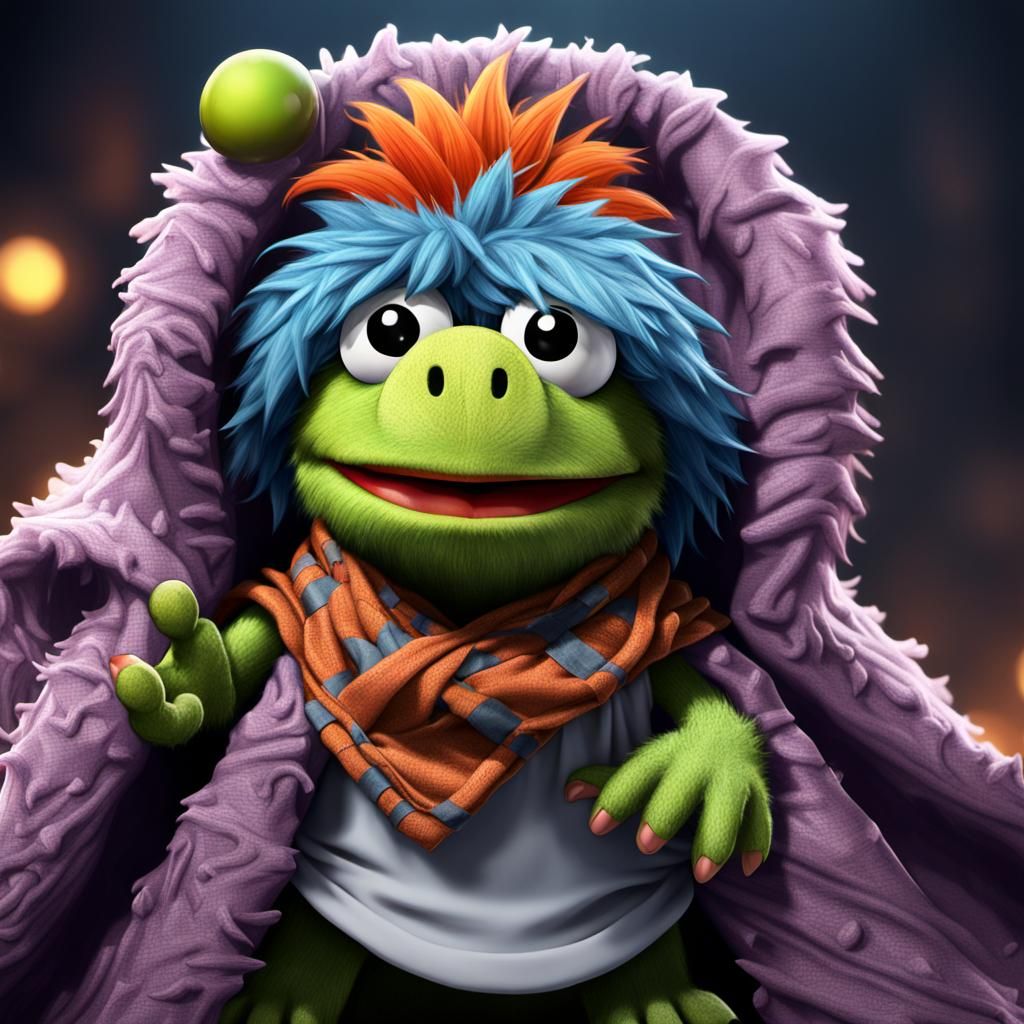 Chibi Monster in Blanket: Detailed Matte Painting