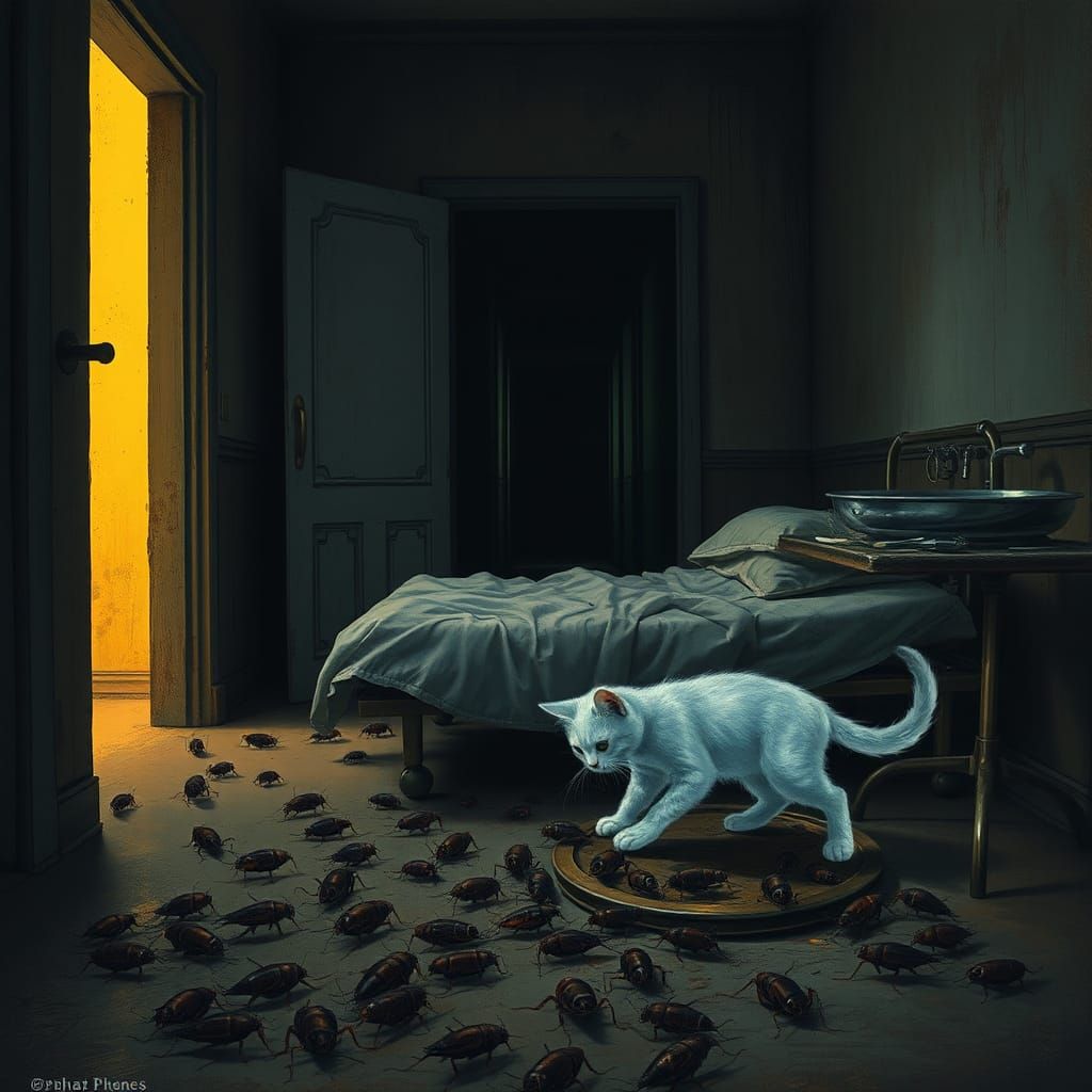 Ethereal Ghost Kitten Plays in Abandoned Hospital