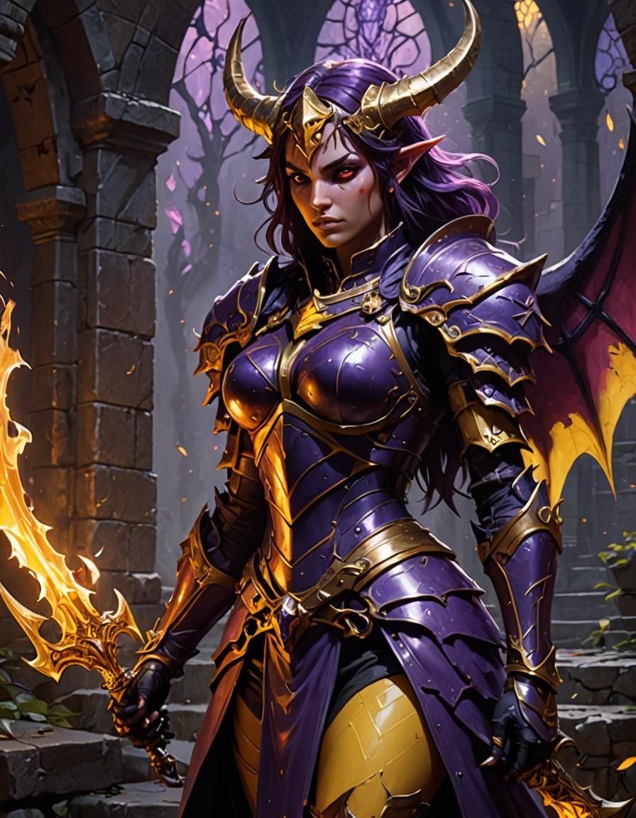Dark Fantasy Succubi Knight in Hellish Realm