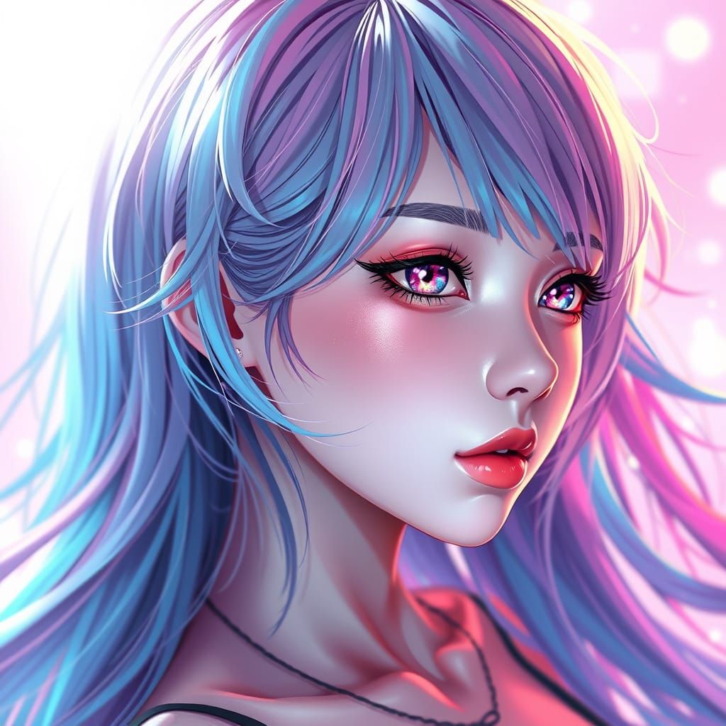 Surreal 3D Anime Goddess with Ethereal Glow