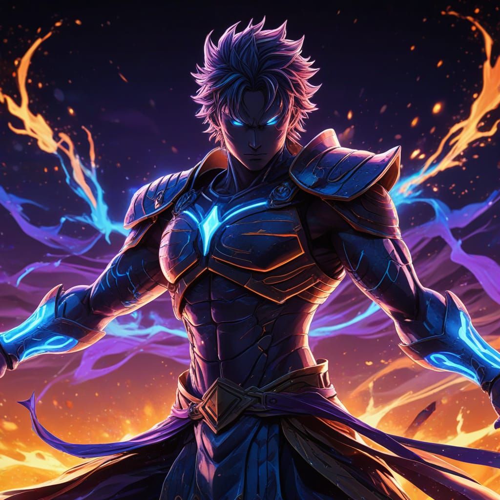 Fierce Warrior in Digital Manga Art Style