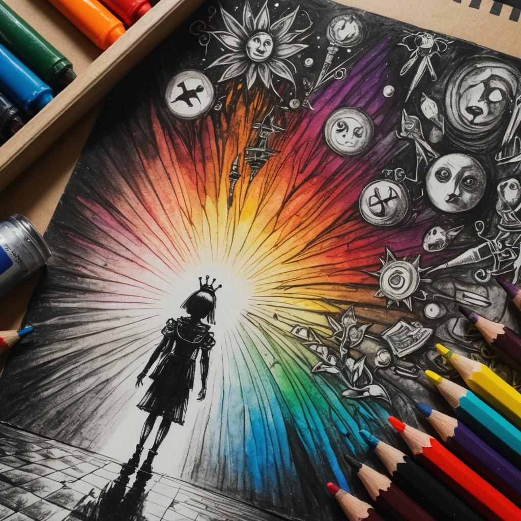 Alice in Wonderland: Gothic Fairy Crayon Art