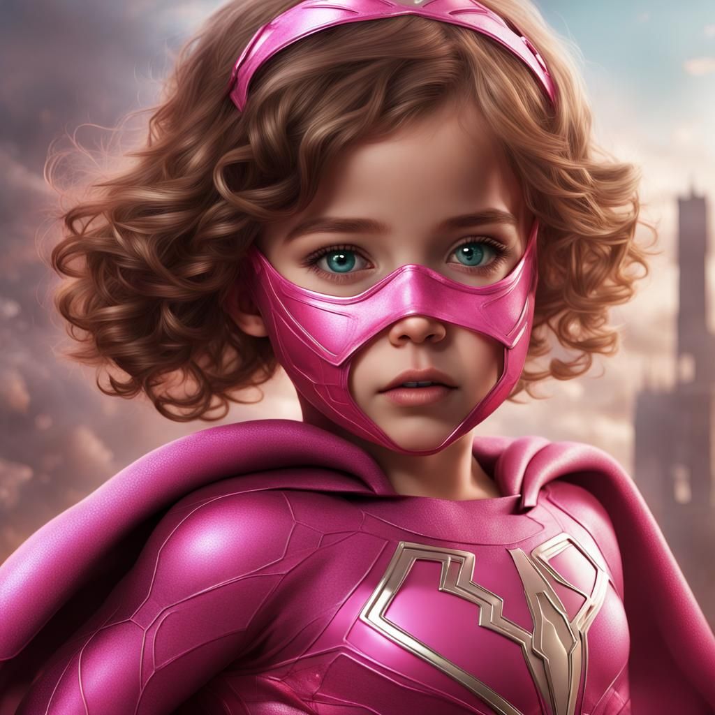 Superhero Baby Girl in Pink Diaper, Animated Art