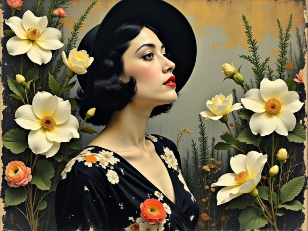 Art Deco Nightclub Singer in Impasto Style