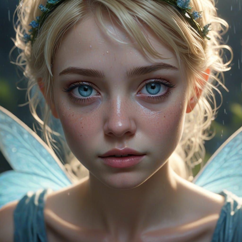 Hyper-Realistic Portrait of a Resentful Pixie Fairy
