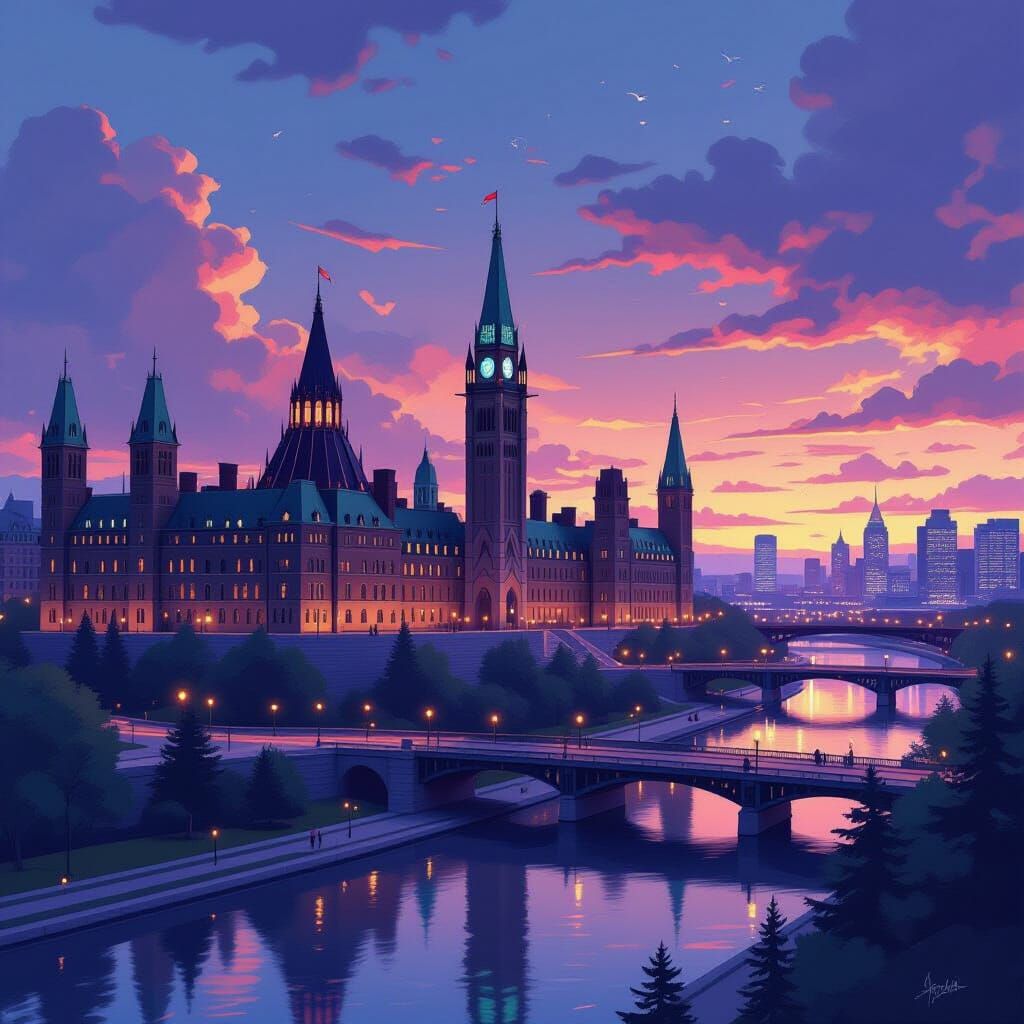 Ottawa: A Vibrant Cityscape in Whimsical Style