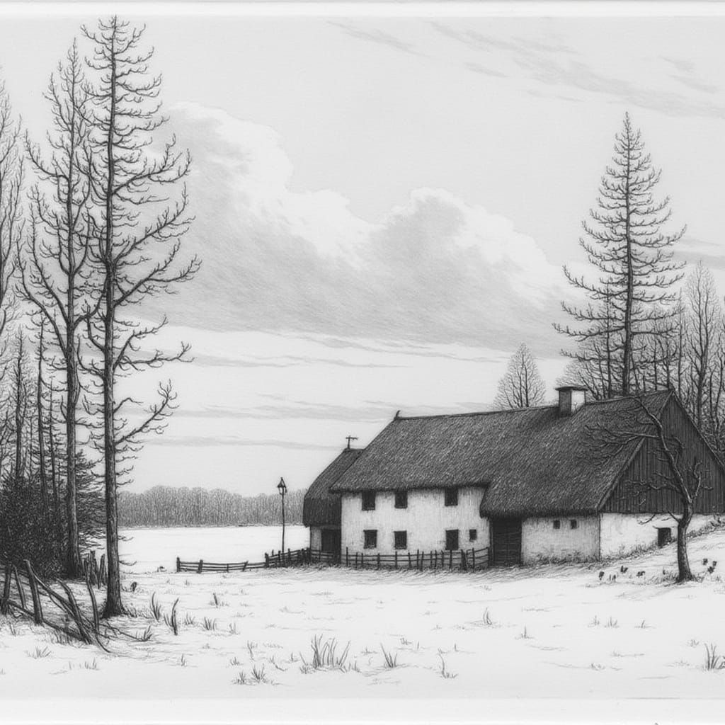 Monochrome White Knight in Snowy Landscape