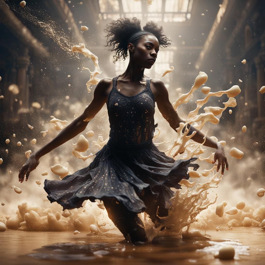 Milk Splash on Dancer: Detailed Matte Painting