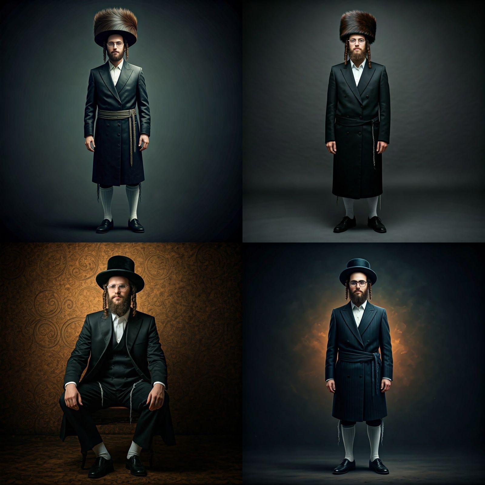Young Hasidic Man with Streimel in Detailed Matte Painting