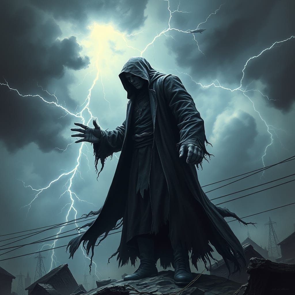 Malevolent Weather Controller in Surreal Darkscape