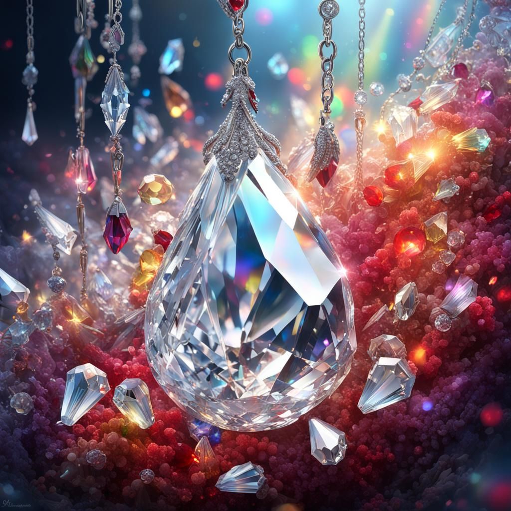 Crystal Necklace with Rainbow Prism Effects