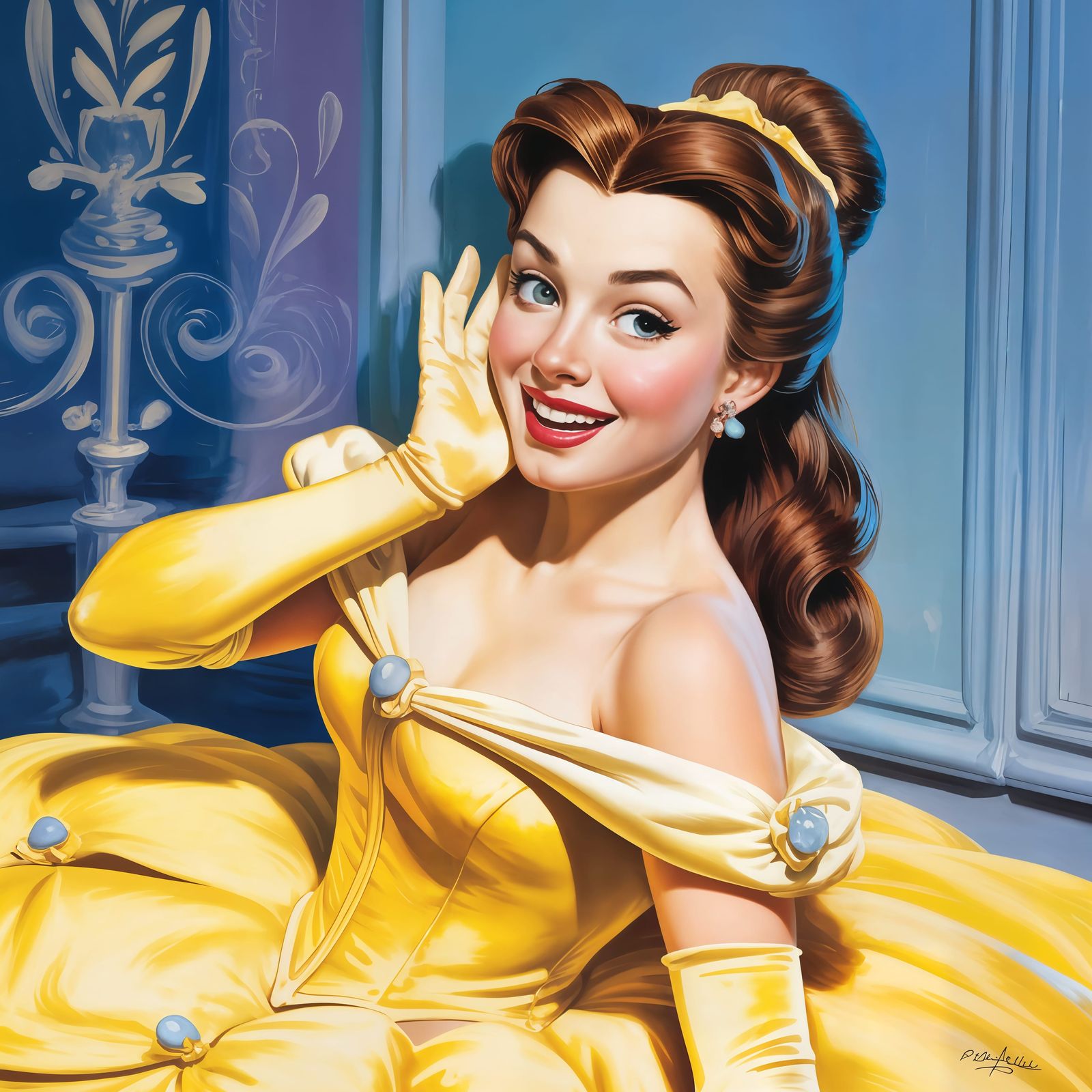 Princess Belle in Classic Pin-Up Style