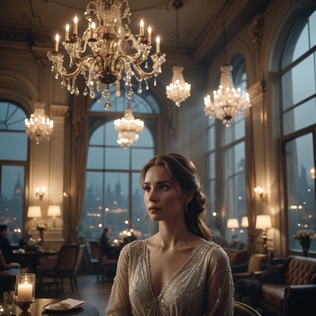 Romantic Stillness in Luxurious Setting, Cinematic Film Stil...