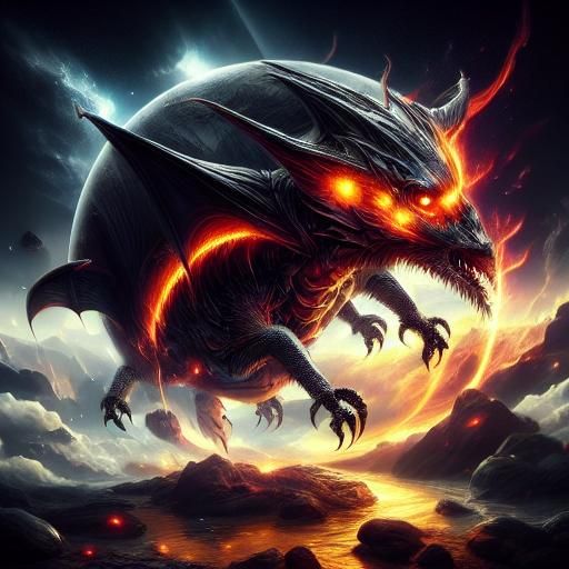 Futuristic Light Dragon Spewing Plasma in Space