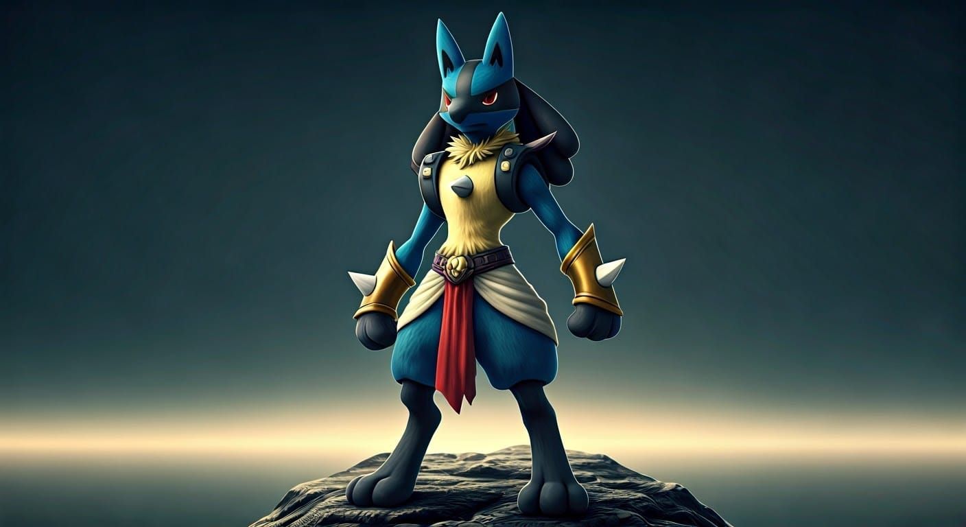 Majestic Mega-Lucario in Regal Cinematic Glory