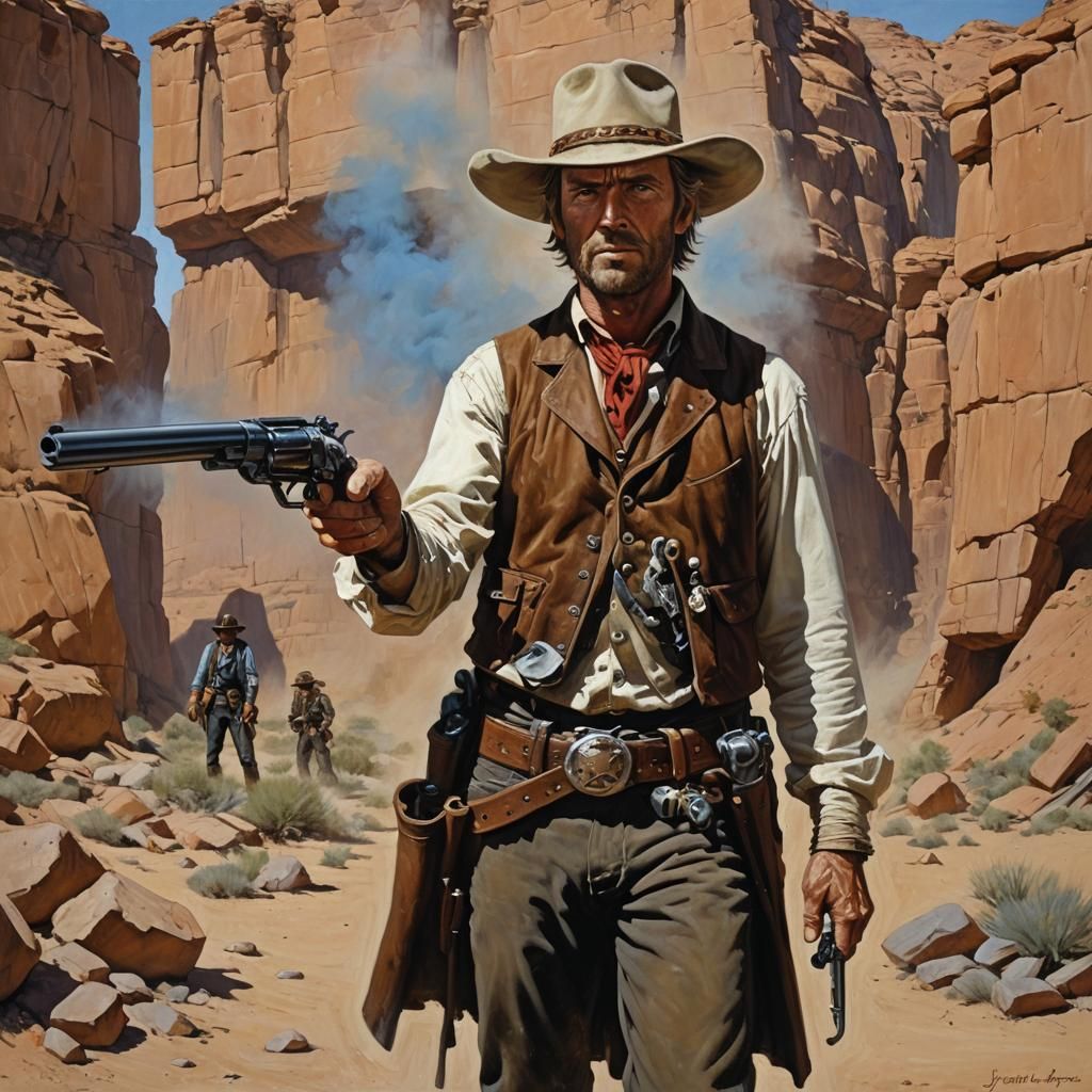 Gunslinger in Oil Painting Style