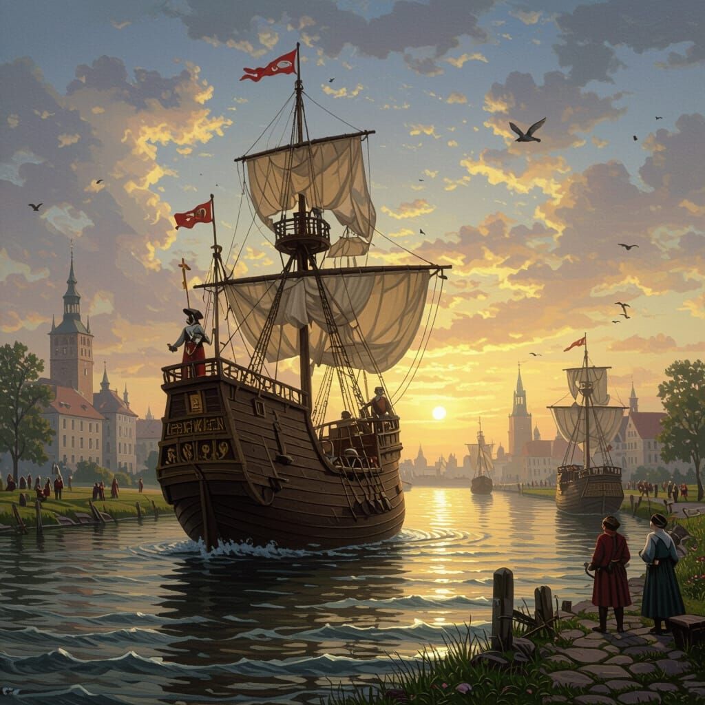 Mystical Animals in a Fantastic Landscape: Oil Painting