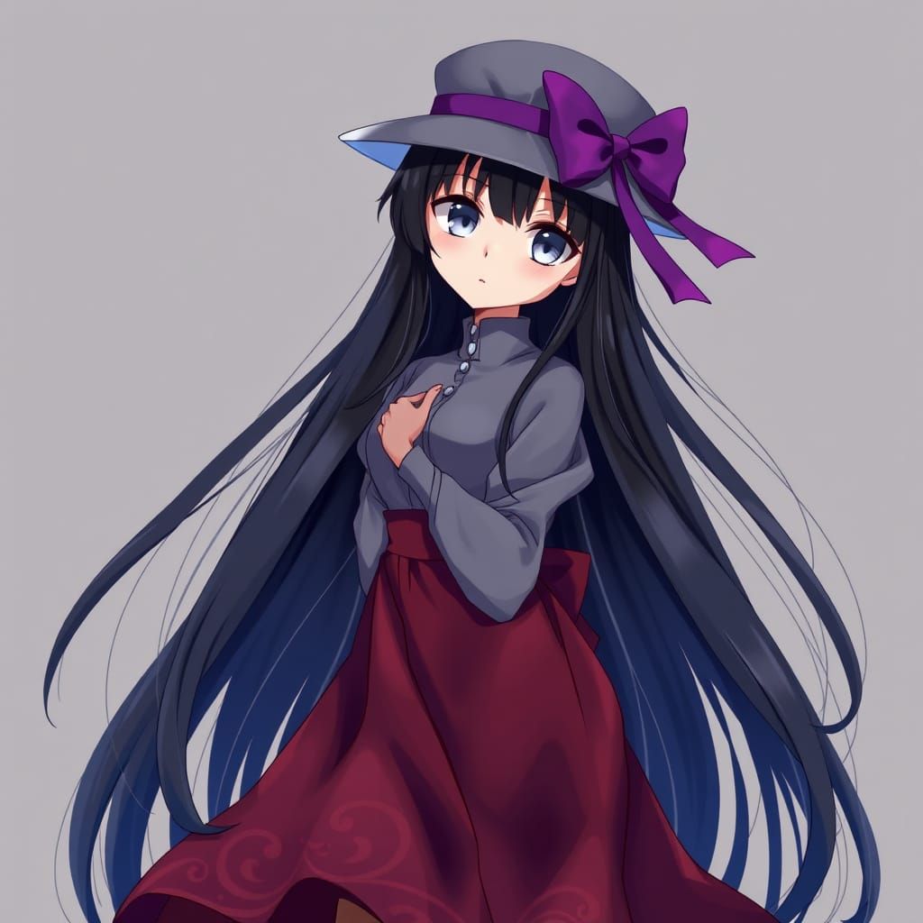 Anime Girl with Long Black Hair in Studio Trigger Style