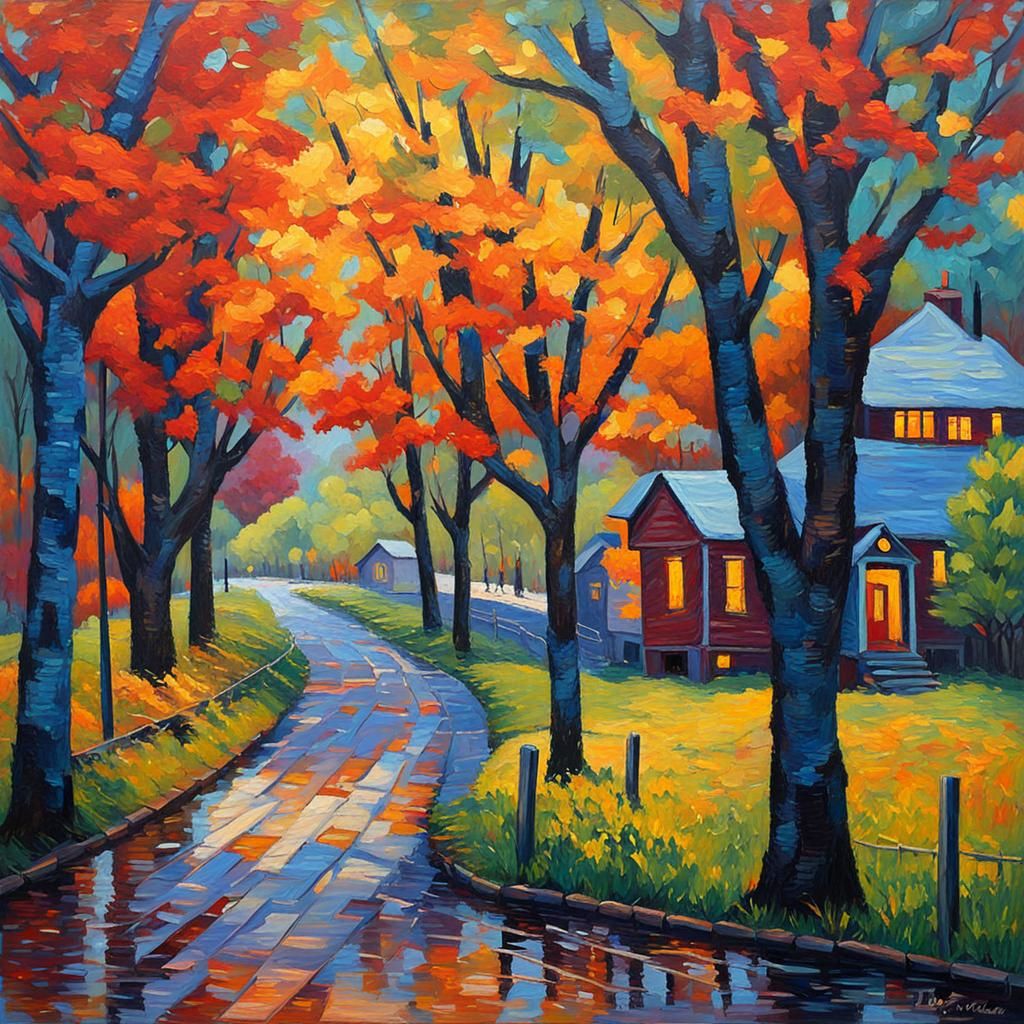 Nashville Tennessee in Expressionist Oil Painting Style