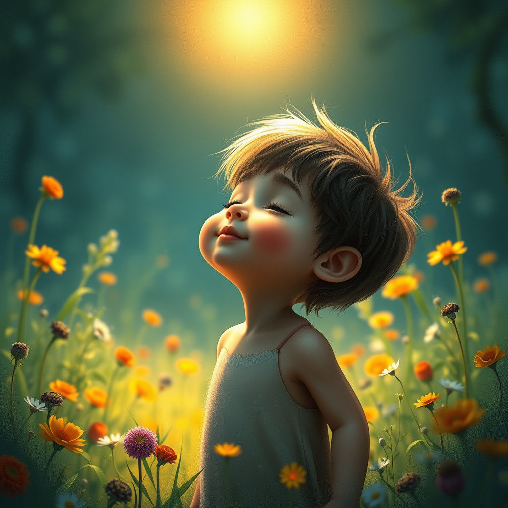 Child in Enchanted Meadow: Fantasy Concept Art