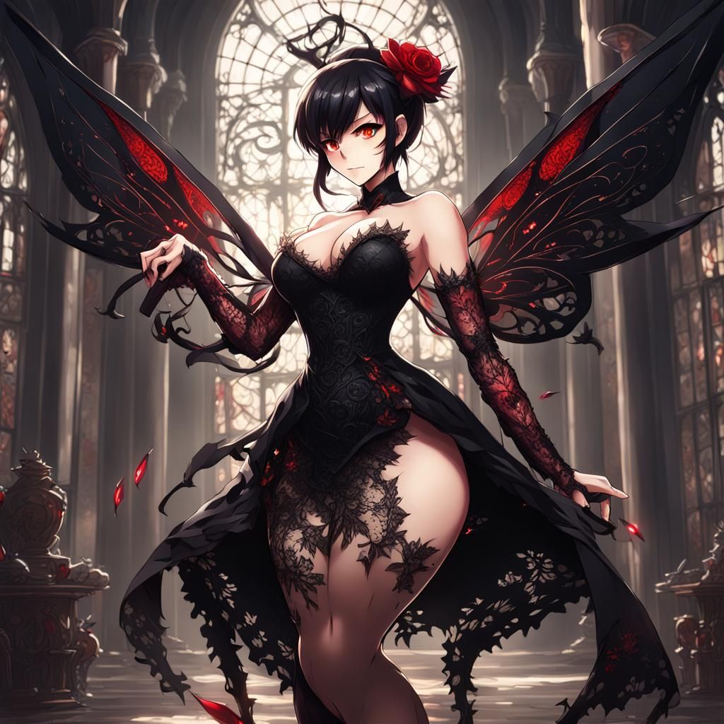 Anime Style: Dark Fairy on Demon Woman
